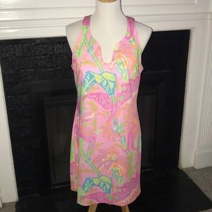 Medium Gretchen Scott pink and green summer dress.
